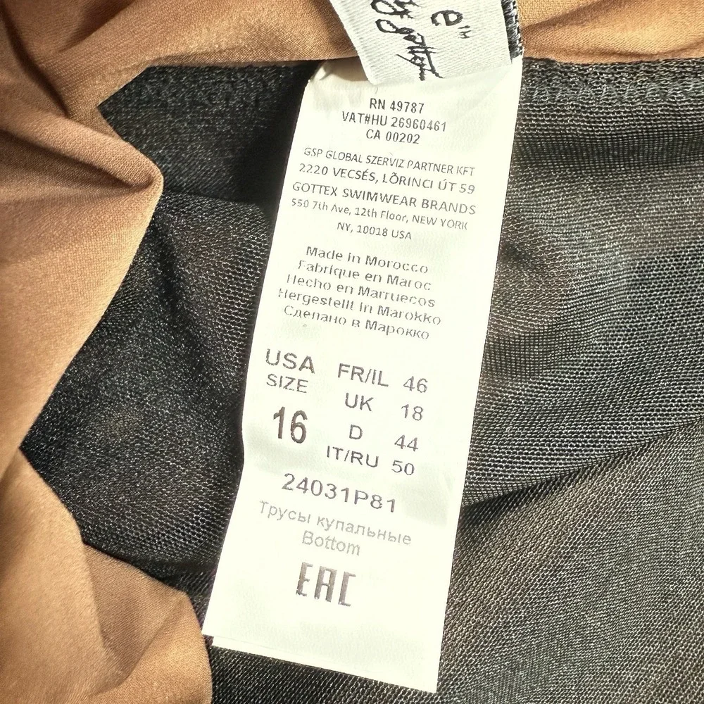 Profile by Gottex Women's Iota High Waist Bottom Ruched Brown Size‎ 16 NEW $58